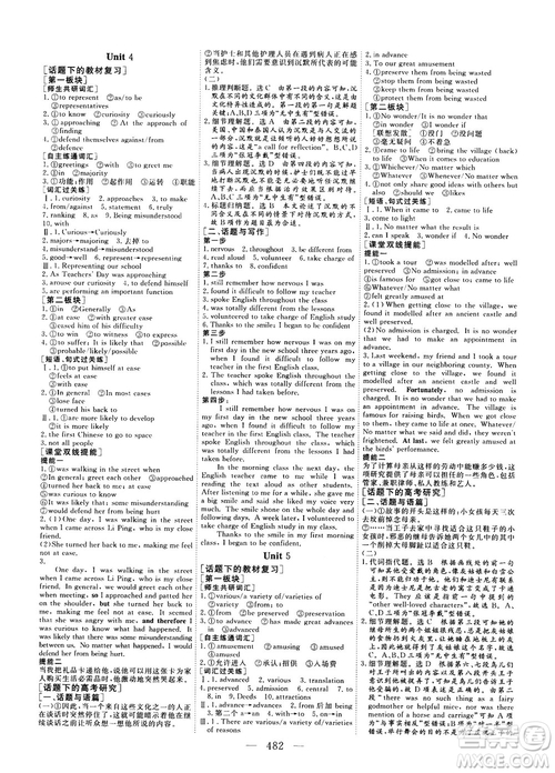 2018版高考總復(fù)習(xí)話題復(fù)習(xí)版三維設(shè)計人教版英語答案