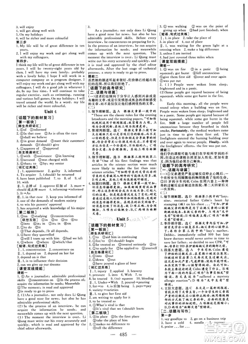2018版高考總復(fù)習(xí)話題復(fù)習(xí)版三維設(shè)計人教版英語答案