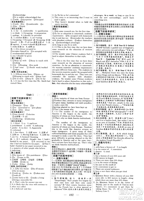 2018版高考總復(fù)習(xí)話題復(fù)習(xí)版三維設(shè)計人教版英語答案