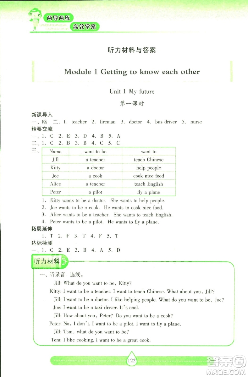 2018版上教版新課標(biāo)兩導(dǎo)兩練高效學(xué)案英語五年級(jí)上答案