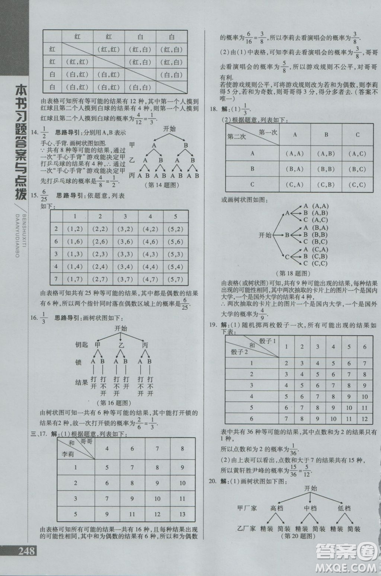 2019版倍速學(xué)習(xí)法九年級(jí)數(shù)學(xué)上冊(cè)北師大版直通中考參考答案