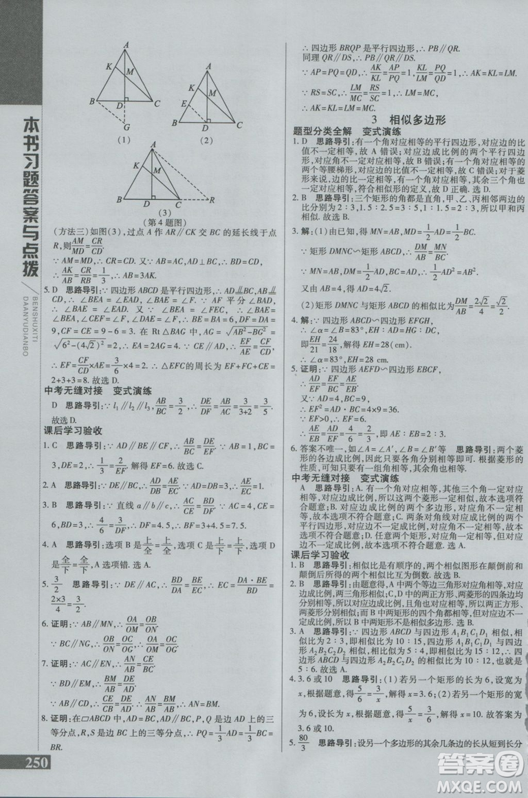2019版倍速學(xué)習(xí)法九年級(jí)數(shù)學(xué)上冊(cè)北師大版直通中考參考答案