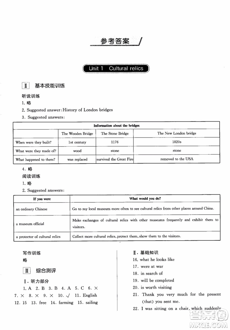 2018高中英語必修2同步解析與測評參考答案