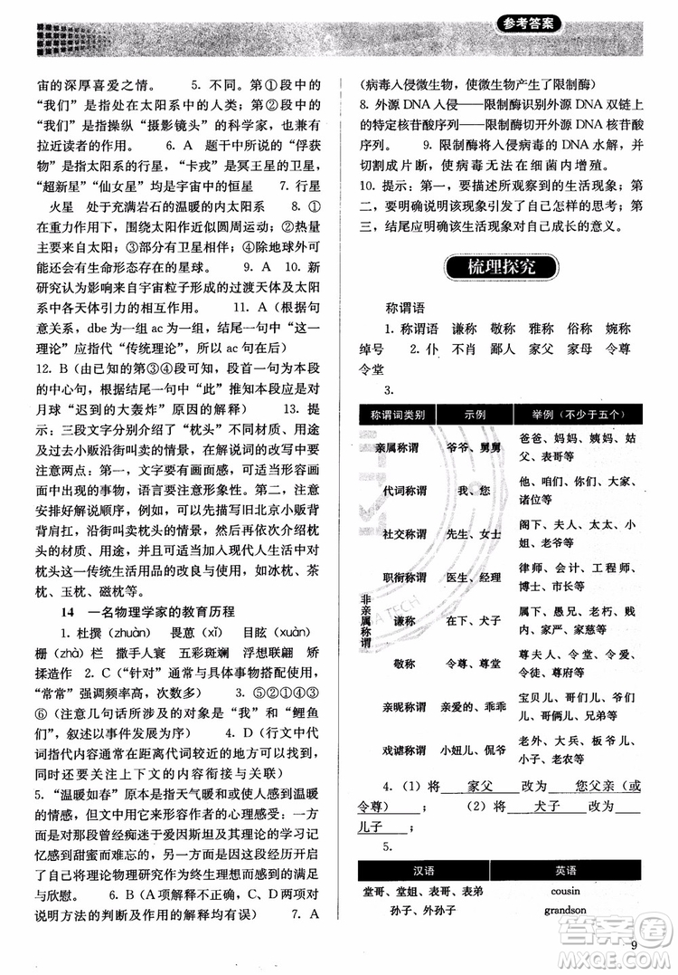 2018同步解析與測(cè)評(píng)語文必修3參考答案