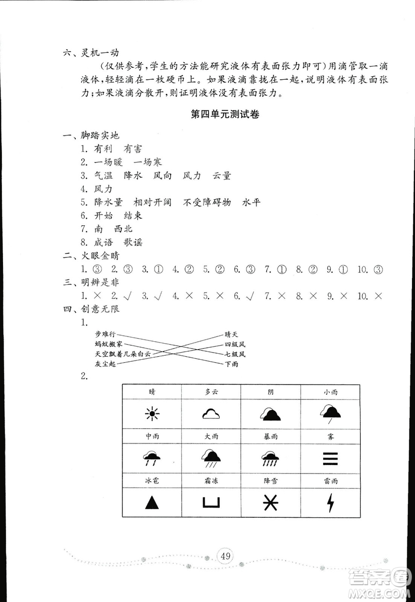 2018秋金鑰匙小學(xué)科學(xué)試卷青島版三年級(jí)上冊(cè)參考答案
