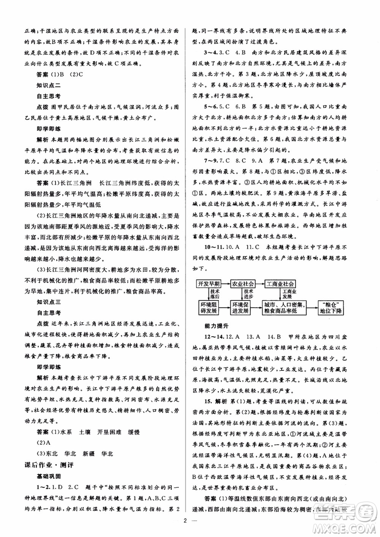 2018人教金學典同步解析與測評學考練地理必修3參考答案