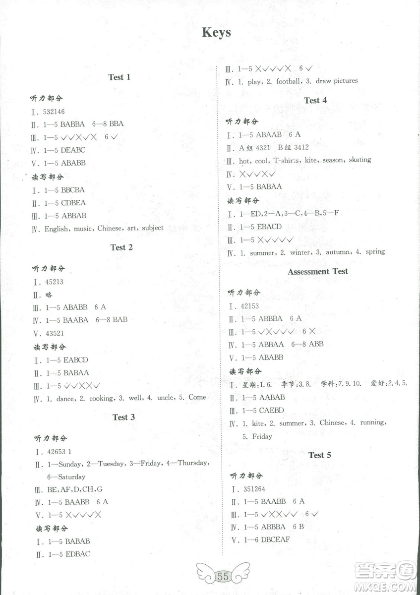 2018年金鑰匙英語試卷四年級(jí)上冊(cè)三年級(jí)起點(diǎn)五四制魯科版答案