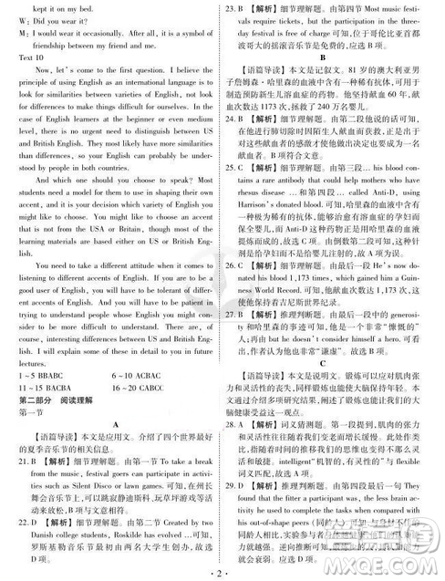 2019衡水高三大聯(lián)考英語參考答案