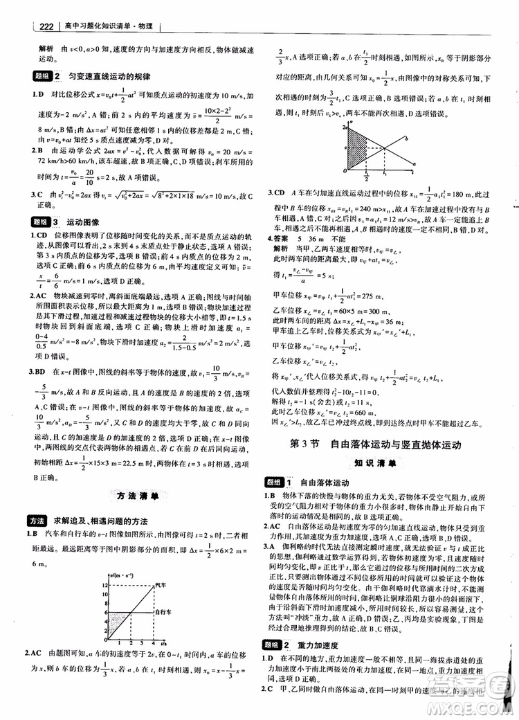 2019版高考高中習(xí)題化知識(shí)清單物理參考答案