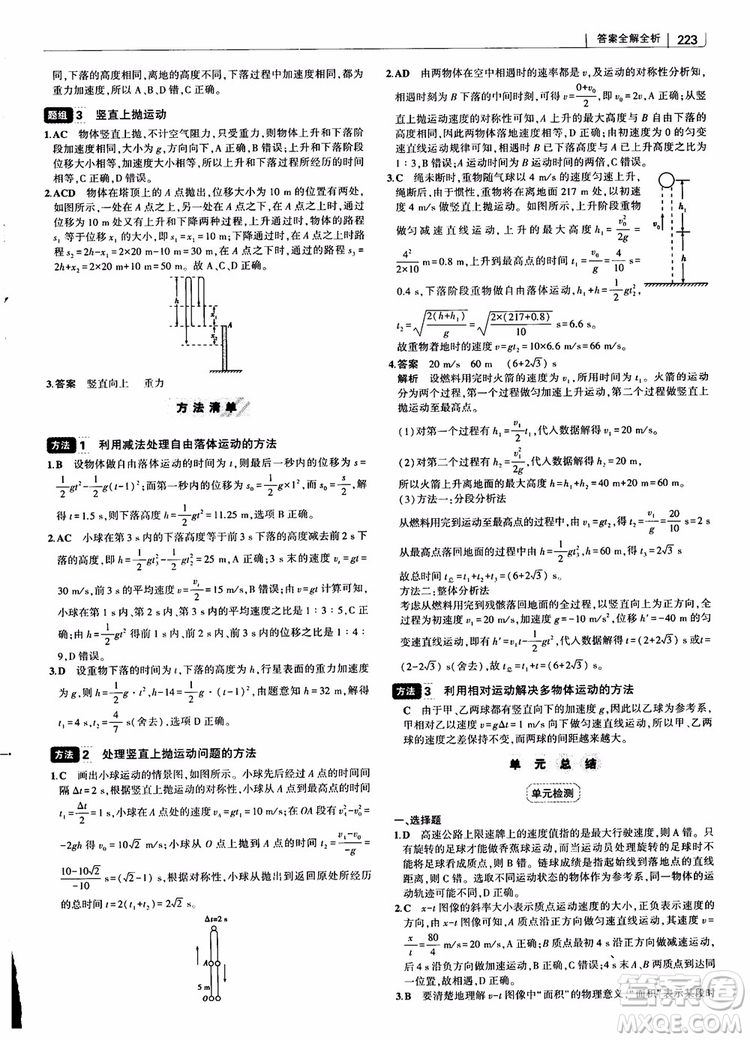 2019版高考高中習(xí)題化知識(shí)清單物理參考答案