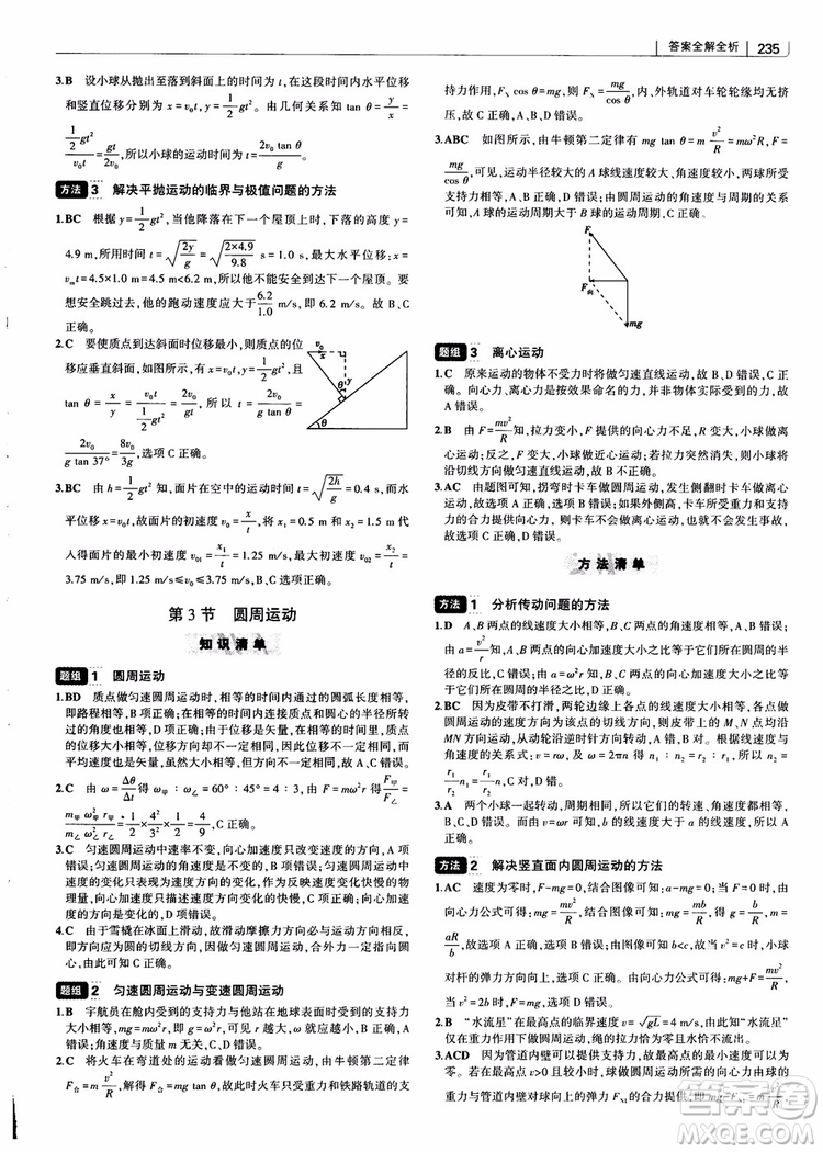 2019版高考高中習(xí)題化知識(shí)清單物理參考答案