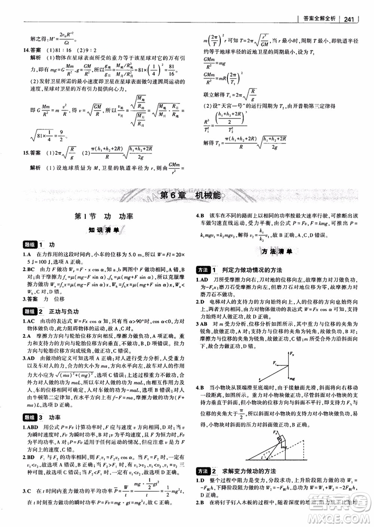 2019版高考高中習(xí)題化知識(shí)清單物理參考答案