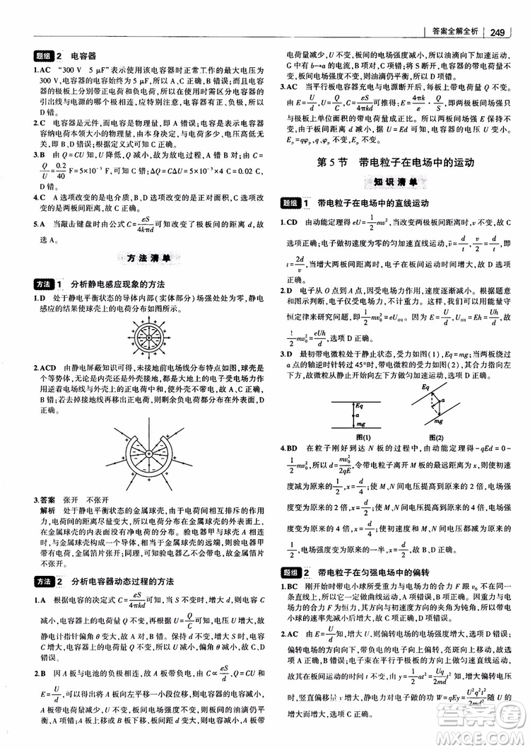 2019版高考高中習(xí)題化知識(shí)清單物理參考答案