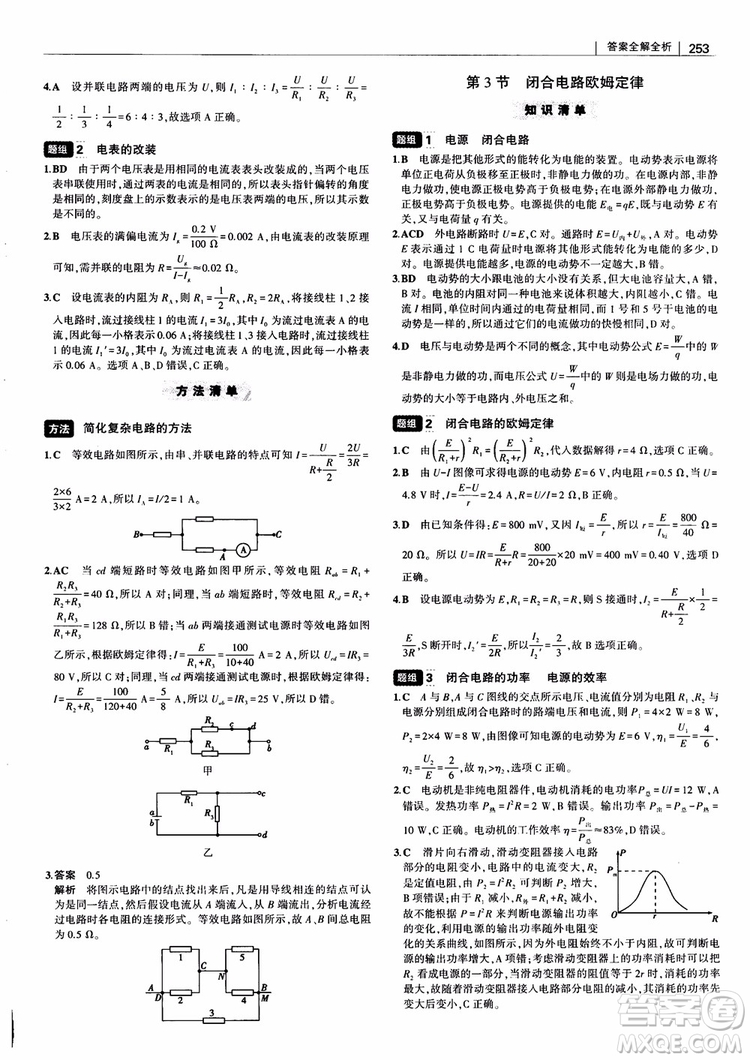 2019版高考高中習(xí)題化知識(shí)清單物理參考答案