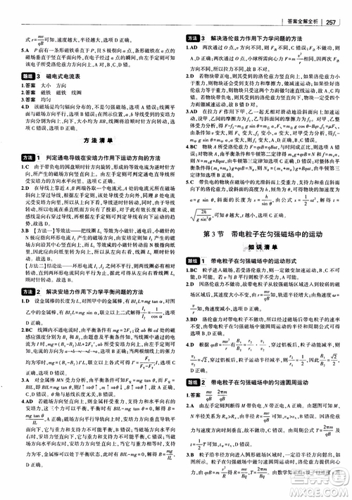 2019版高考高中習(xí)題化知識(shí)清單物理參考答案