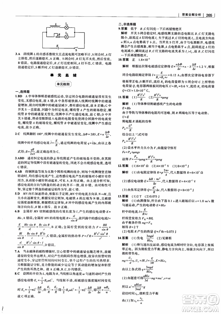 2019版高考高中習(xí)題化知識(shí)清單物理參考答案