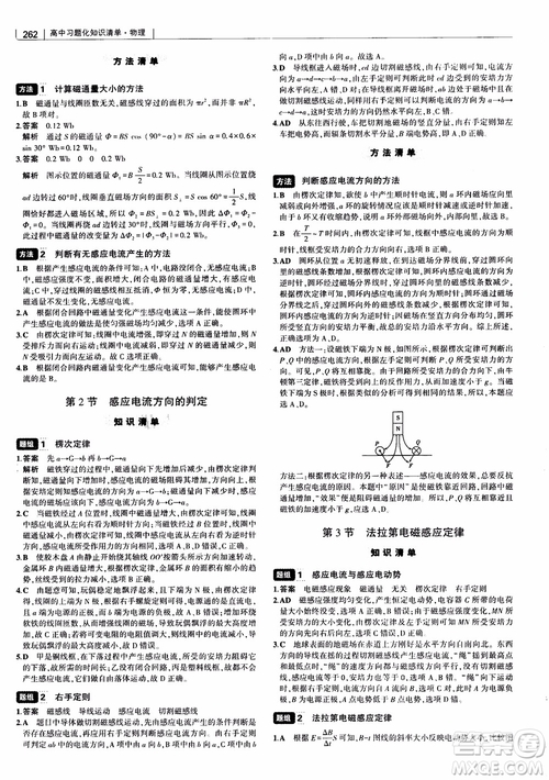 2019版高考高中習(xí)題化知識(shí)清單物理參考答案