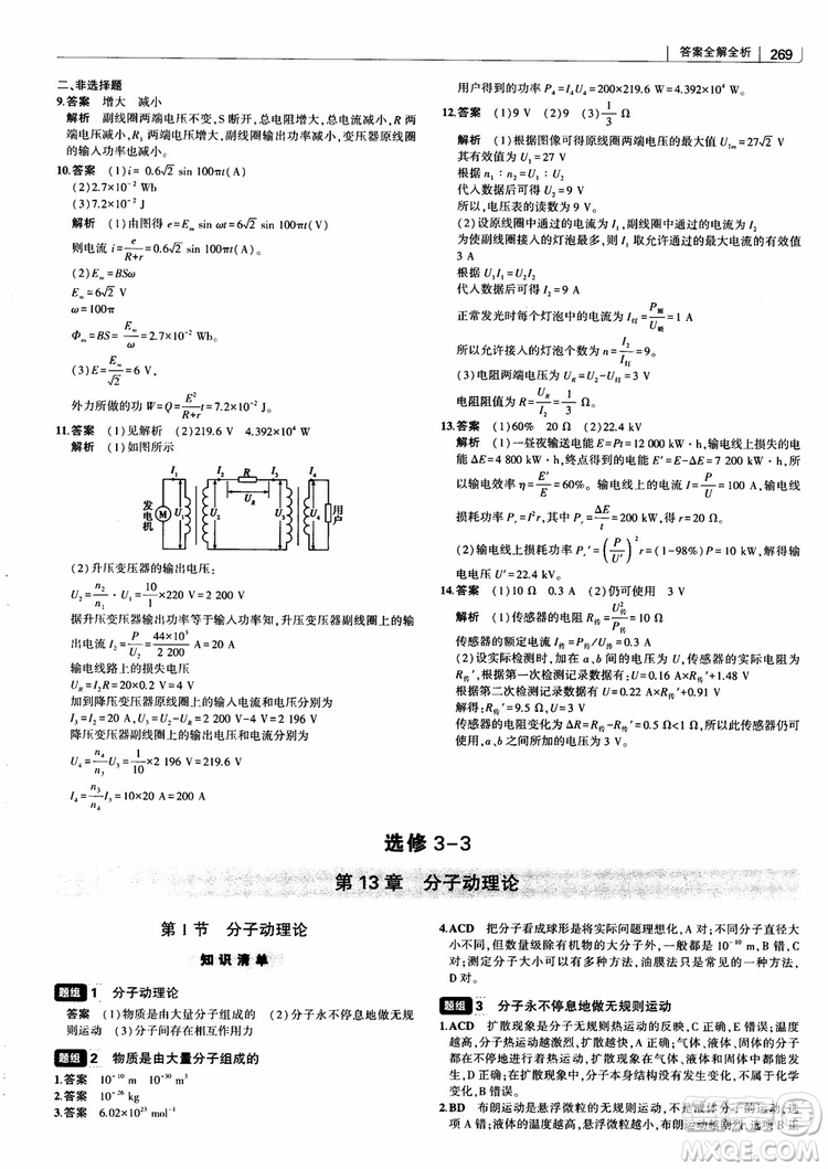 2019版高考高中習(xí)題化知識(shí)清單物理參考答案