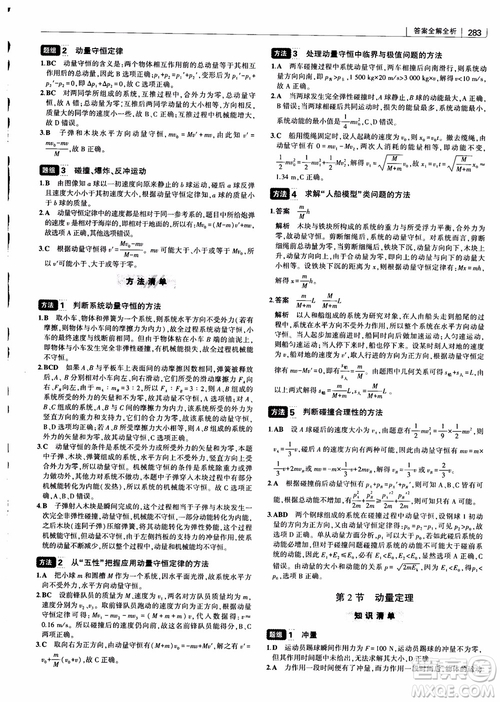 2019版高考高中習(xí)題化知識(shí)清單物理參考答案