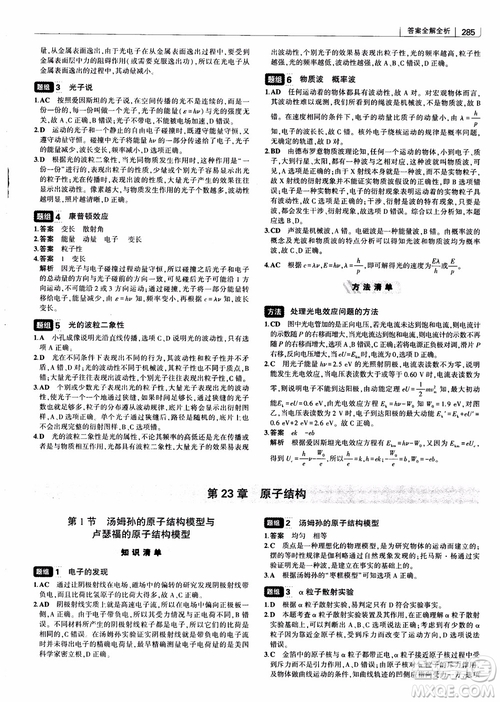 2019版高考高中習(xí)題化知識(shí)清單物理參考答案