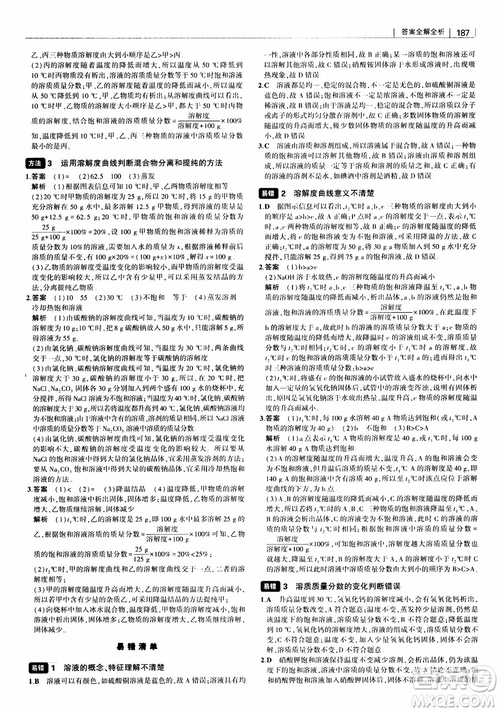 曲一線教輔2019版初中習(xí)題化知識(shí)清單化學(xué)參考答案
