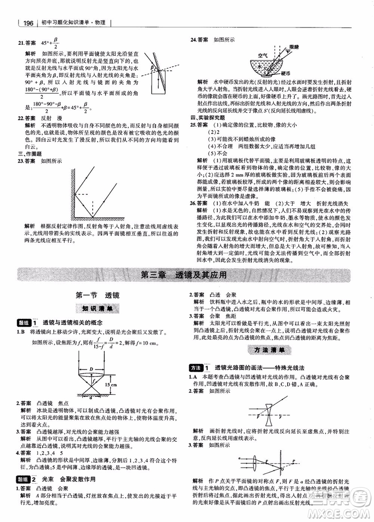曲一線2019版初中習(xí)題化知識(shí)清單物理第2次修訂參考答案
