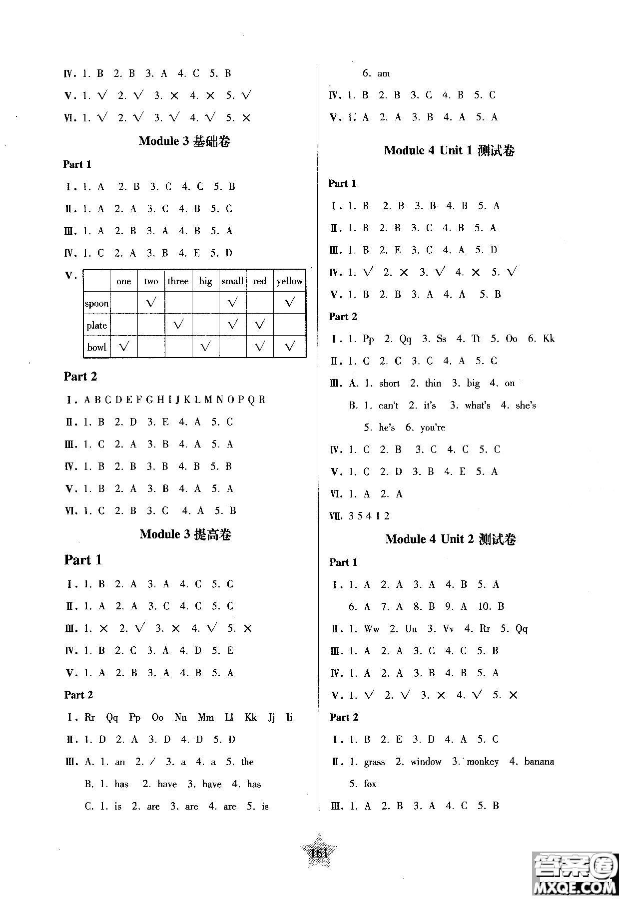 交大之星2018年一卷通關英語二年級第一學期參考答案