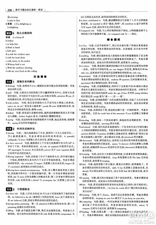 2019版曲一線(xiàn)科學(xué)備考高中習(xí)題化知識(shí)清單英語(yǔ)參考答案