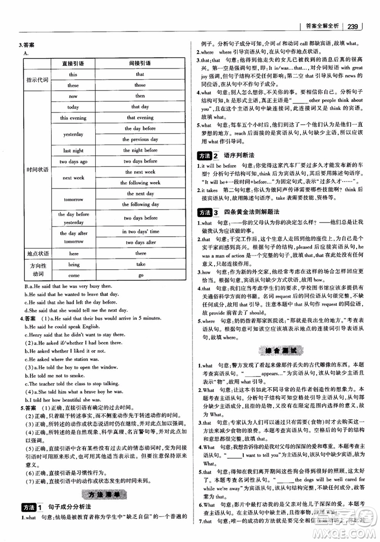 2019版曲一線(xiàn)科學(xué)備考高中習(xí)題化知識(shí)清單英語(yǔ)參考答案