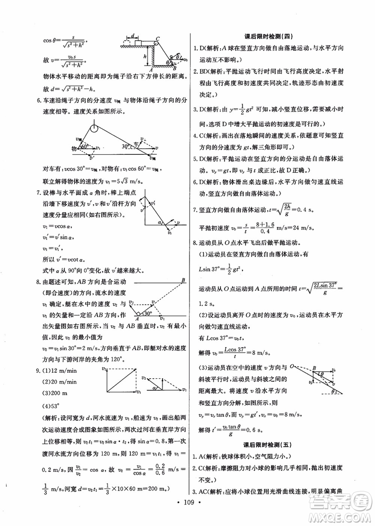 2018年能力培養(yǎng)與測試物理必修2人教版參考答案