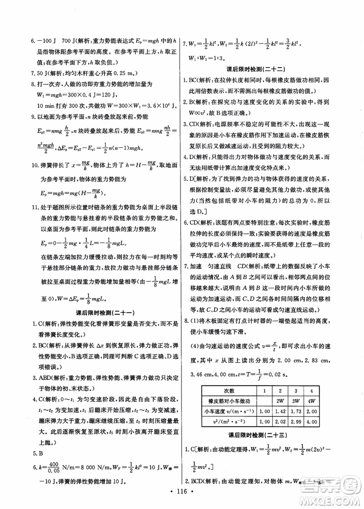 2018年能力培養(yǎng)與測試物理必修2人教版參考答案