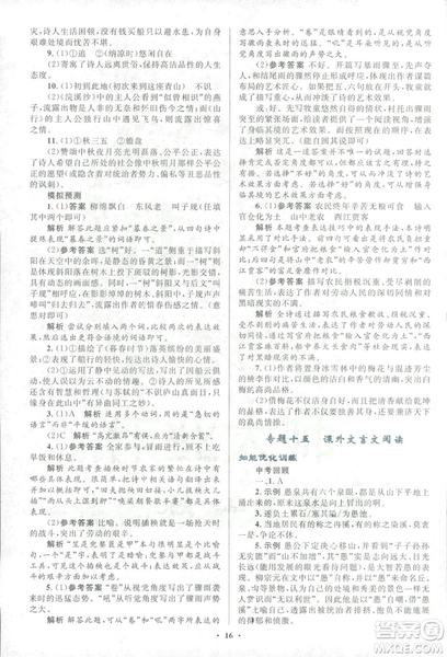 2018年初中總復(fù)習(xí)優(yōu)化設(shè)計(jì)浙江專版語文參考答案