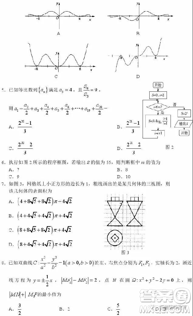 長(zhǎng)沙長(zhǎng)郡中學(xué)2019屆高三第三次調(diào)研數(shù)學(xué)理科試卷及答案