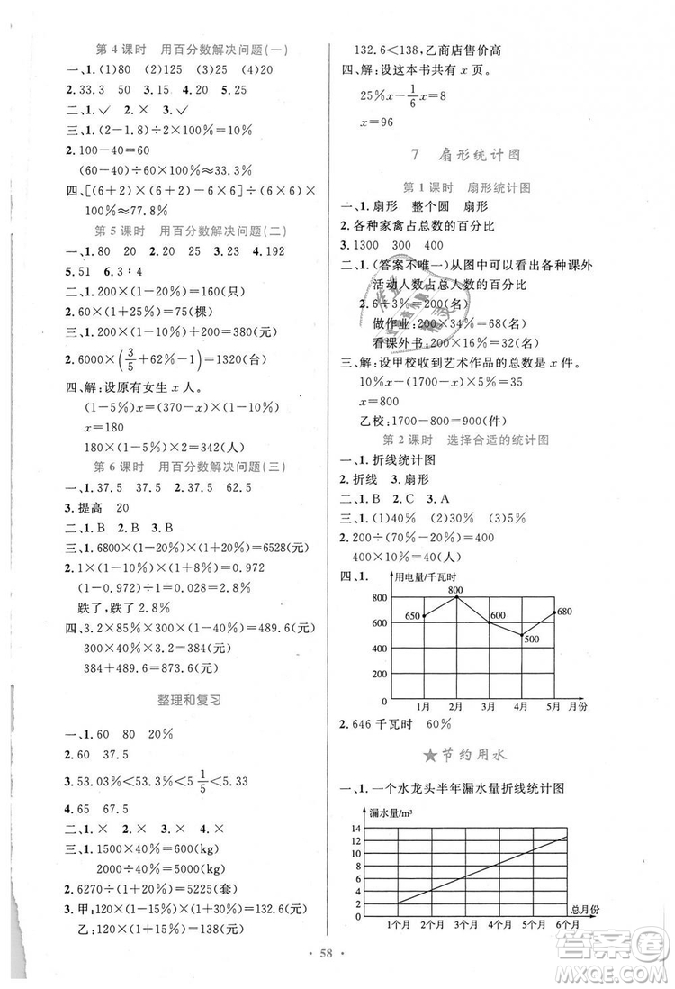 人教增強(qiáng)版2018小學(xué)同步測控優(yōu)化設(shè)計(jì)6年級(jí)上冊數(shù)學(xué)答案