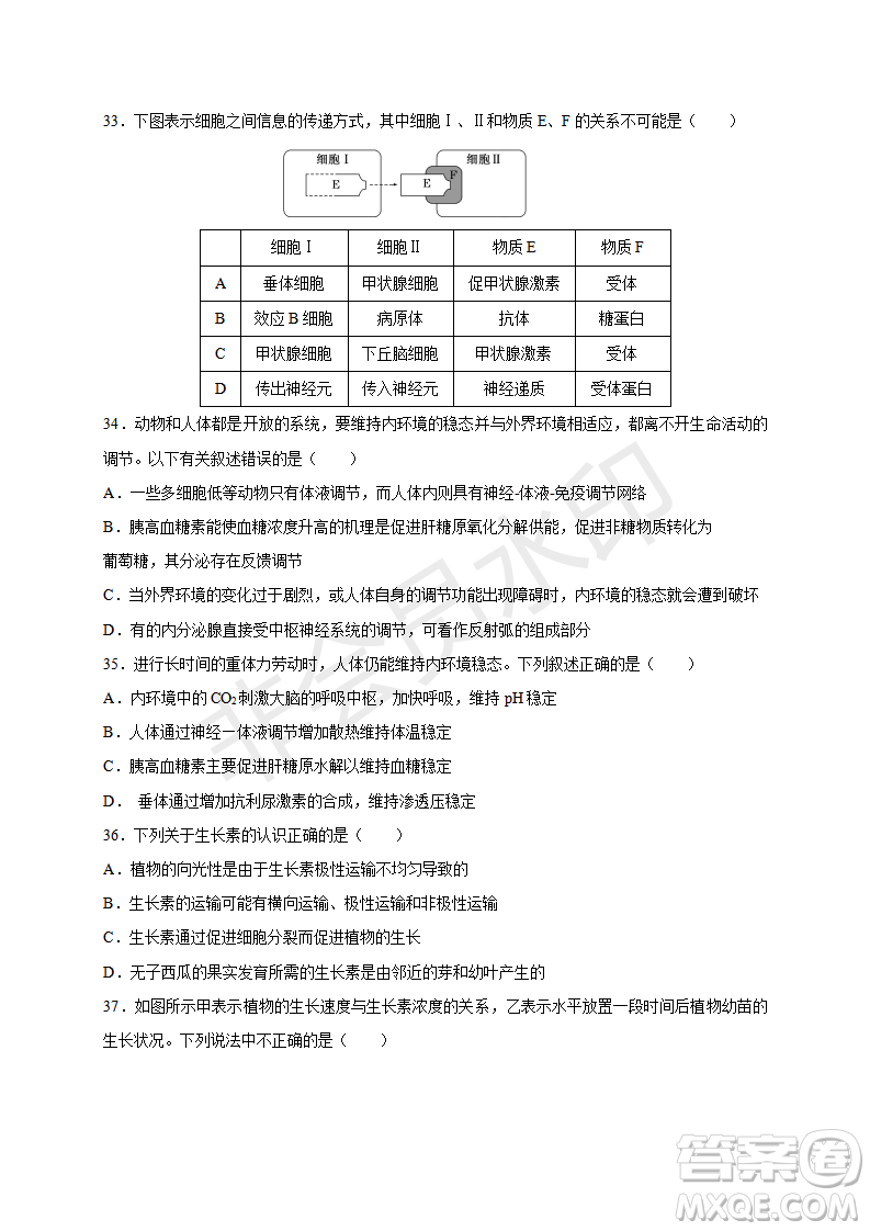 2018-2019宿州市十三所重點(diǎn)中學(xué)上學(xué)期期中檢測高二理科生物試卷答案