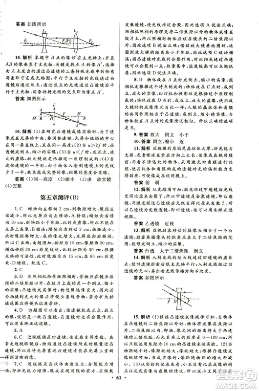 2018新版初中同步測控優(yōu)化設(shè)計(jì)八年級上冊物理人教版答案