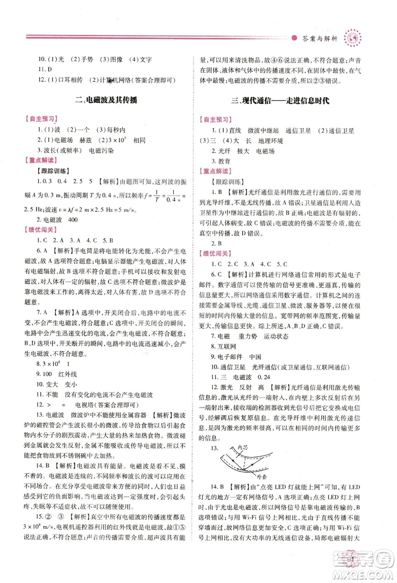 2018年績(jī)優(yōu)學(xué)案物理九年級(jí)上下冊(cè)合訂本蘇科版答案