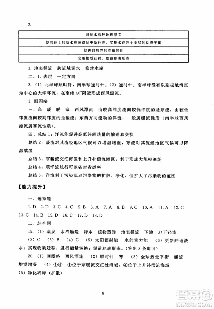 京師普教2018海淀名師伴你學(xué)同步學(xué)練測高中地理必修1參考答案