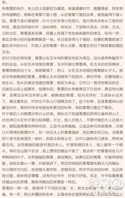 四川成都實驗高級中學2018-2019學年度2016級高三上學期11月月考語文試題答案