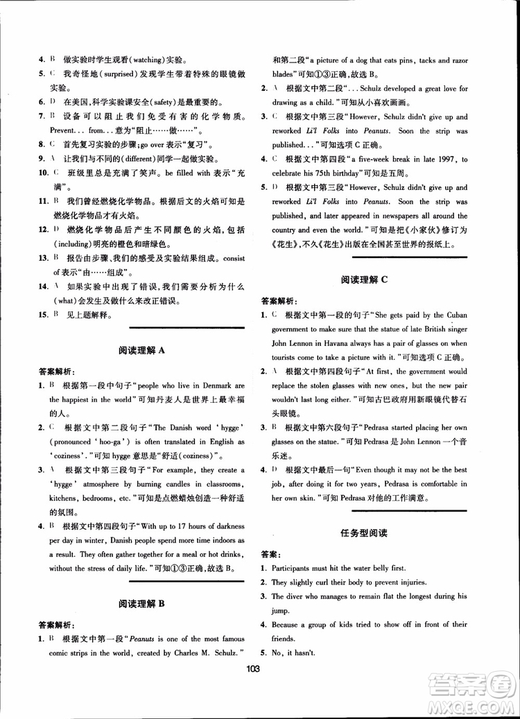 2018點(diǎn)津英語(yǔ)天天練英語(yǔ)時(shí)文閱讀9年級(jí)第一輯參考答案