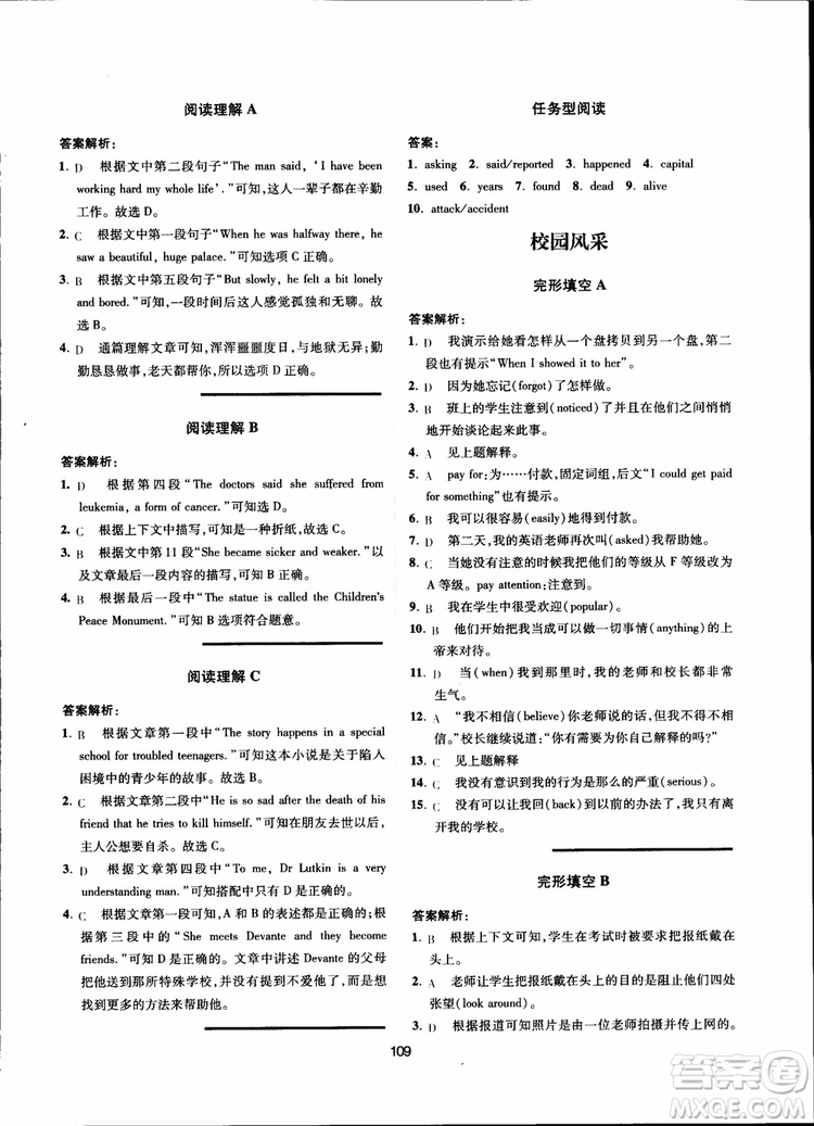 2018點(diǎn)津英語(yǔ)天天練英語(yǔ)時(shí)文閱讀9年級(jí)第一輯參考答案