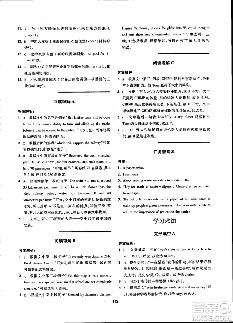 2018點(diǎn)津英語(yǔ)天天練英語(yǔ)時(shí)文閱讀9年級(jí)第一輯參考答案