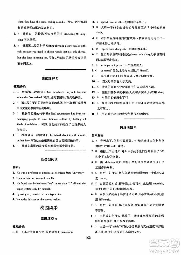 點(diǎn)津英語(yǔ)天天練2018英語(yǔ)時(shí)文閱讀8年級(jí)第一輯參考答案