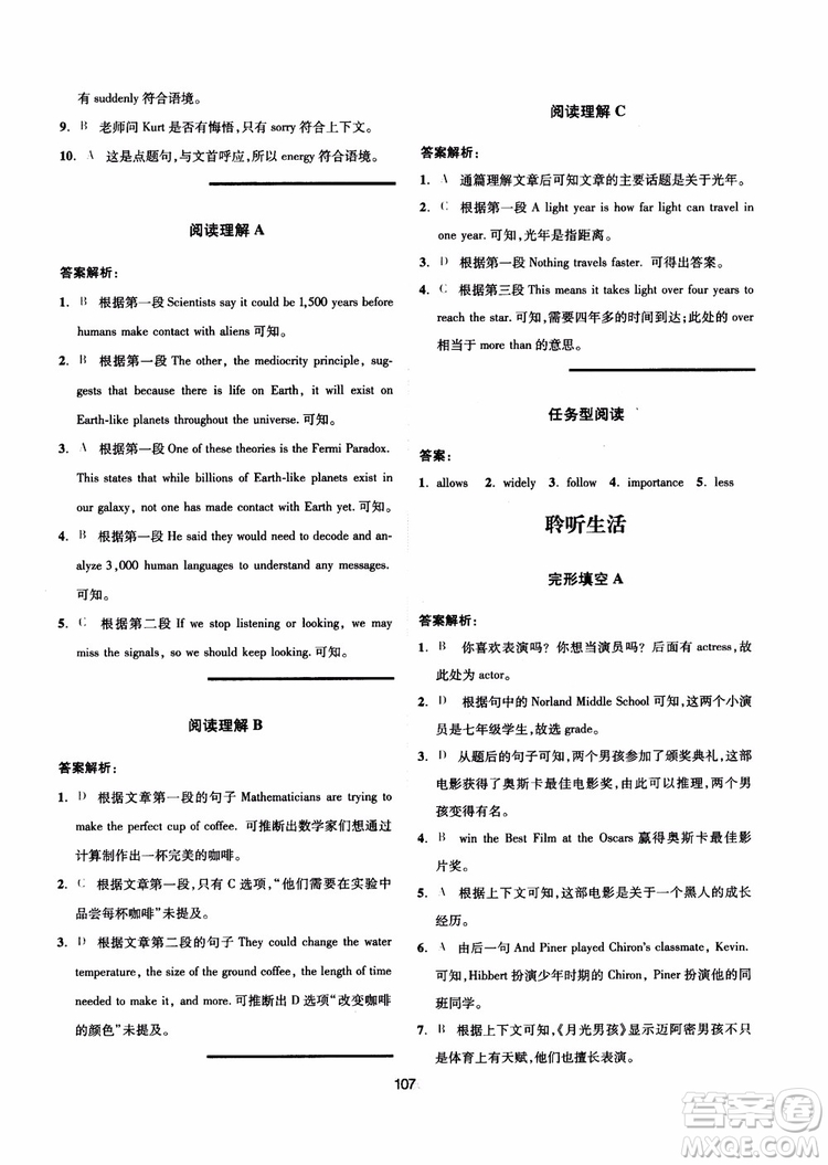 點(diǎn)津英語(yǔ)天天練2018英語(yǔ)時(shí)文閱讀8年級(jí)第一輯參考答案