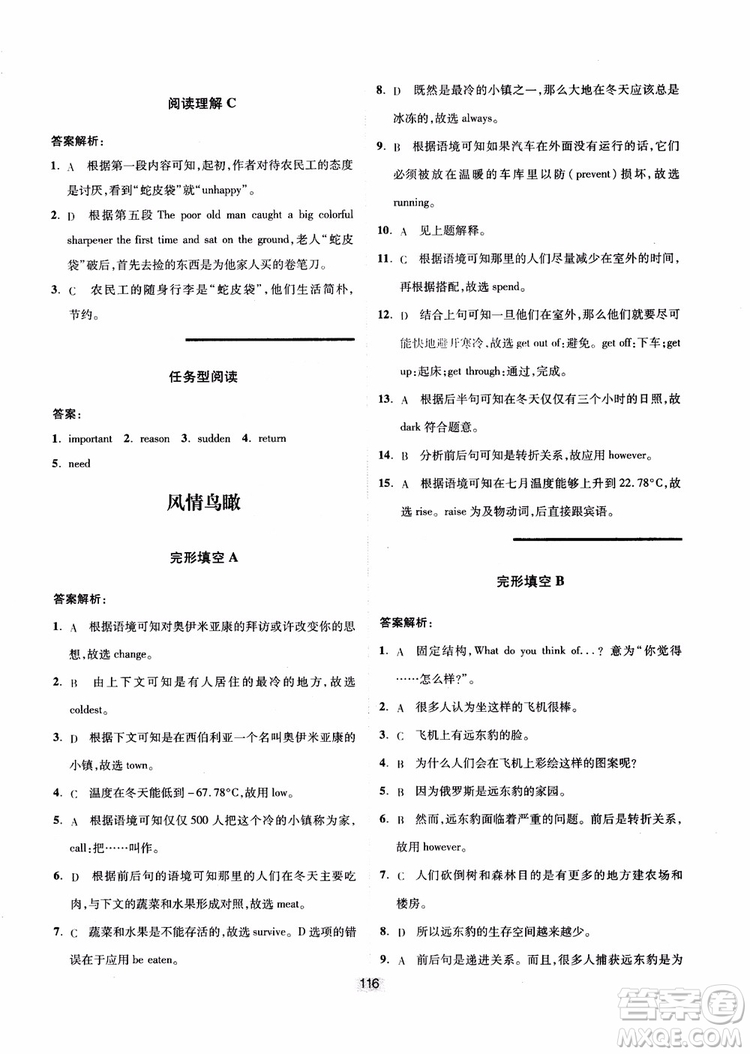 點(diǎn)津英語(yǔ)天天練2018英語(yǔ)時(shí)文閱讀8年級(jí)第一輯參考答案