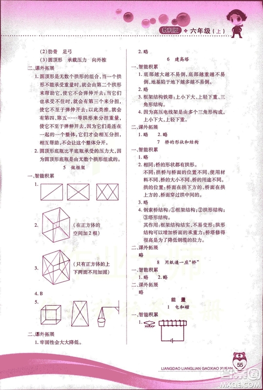 教科版2018年新課標兩導兩練高效學案六年級上冊科學答案