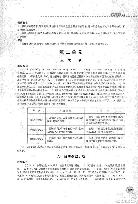 2018秋新版學(xué)習(xí)與評價9年級語文上冊配蘇教版課本參考答案
