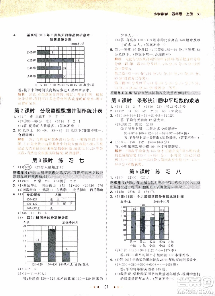 2018新版53天天練四年級上冊數(shù)學(xué)蘇教版SJ參考答案