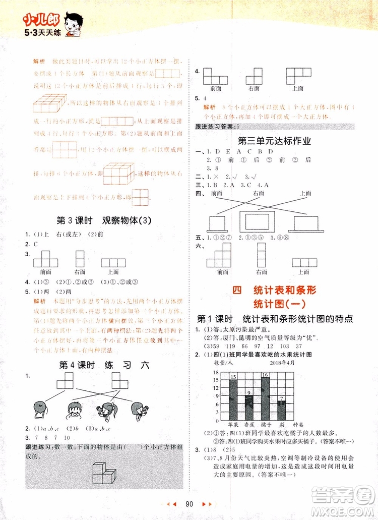 2018新版53天天練四年級上冊數(shù)學(xué)蘇教版SJ參考答案