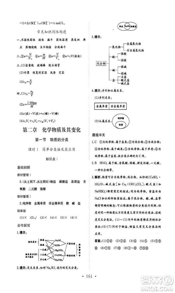 新編高中同步作業(yè)2018秋化學(xué)必修1人教版答案